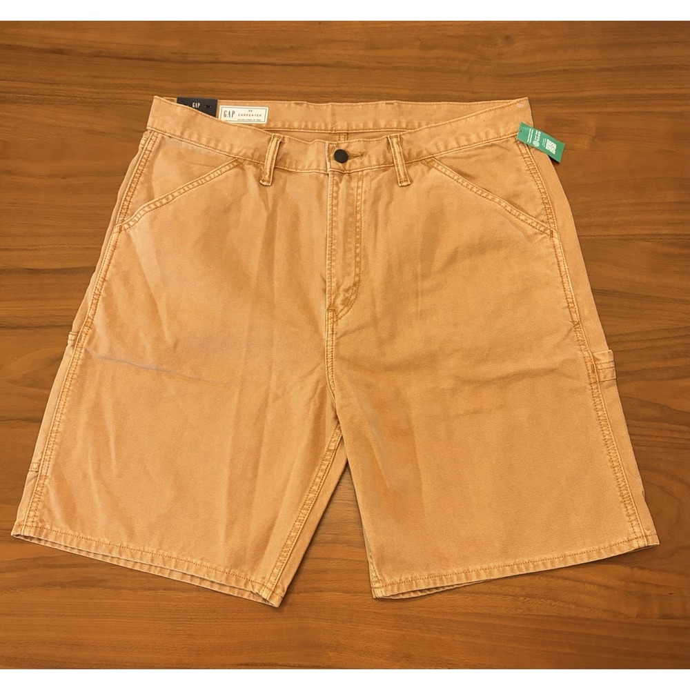 NEW GAP Utility Carpenter Shorts Mens 36 Sand Brown Canvas Cotton  9" Workwear